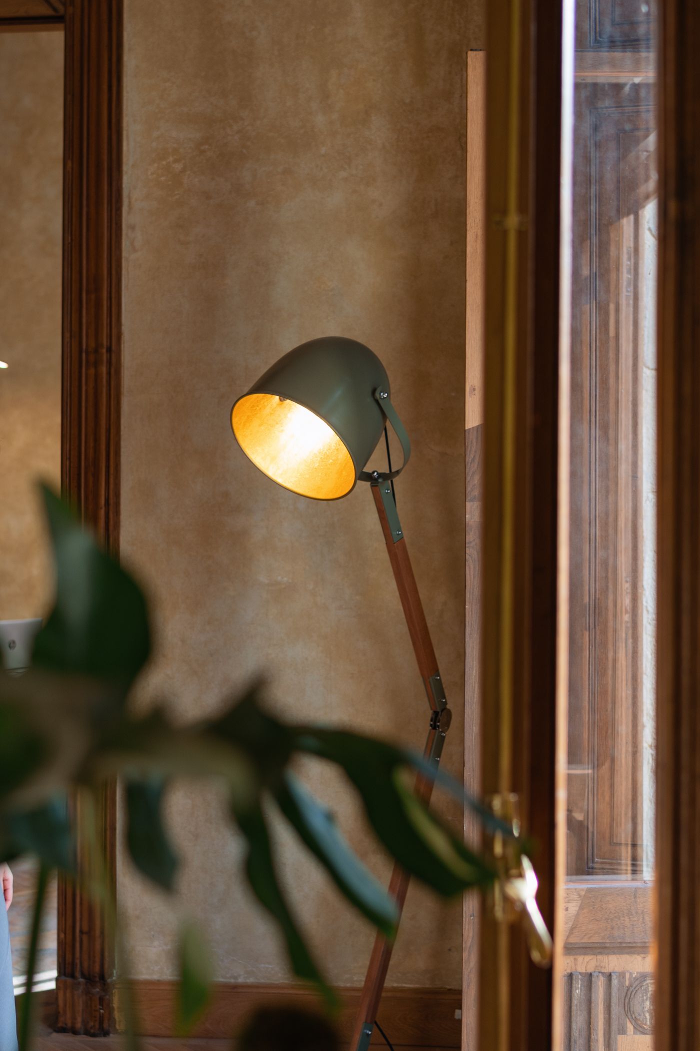Arc Wood and Linen Floor Lamp - Image 2