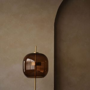 Arc Wood and Linen Floor Lamp