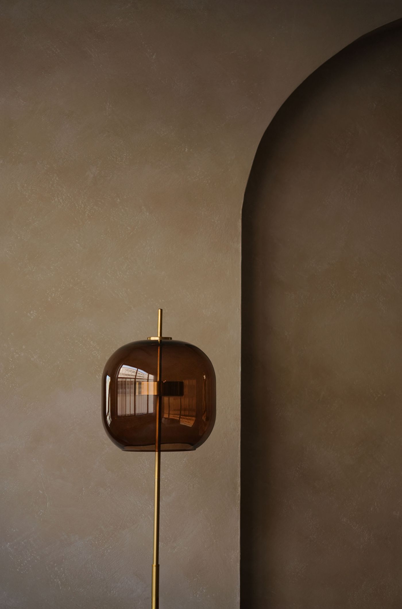 Arc Wood and Linen Floor Lamp